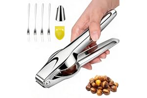 BORISCA Pince a Chataigne, Pince Chataigne INOX Coupe Chataigne Multifonctionnels Ouvre Chataigne Rapide de Casse Chataignes, Éplucheur de Chataigne Portable Châtaigne Clip Pince pour Chataigne