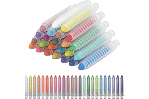 LXBCTOP 24 Stück Staublose Kreide mit 24 Extra Kreidehalter, Drehbare Farbige Kreide, Abwaschbare Kreide, Ungiftige Farbkreide für Kinder, Kreidestifte für Schule, Büro, Studium, Handwerk, Zeichnen