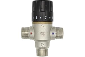 ROOWARMER Mezclador termostatico 3 vias 1/2 3/4 1 1-1/4 1-1/2 pulgada para ducha banera lavabo cocina bidet (1/2 pulgada (DN15))