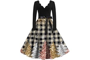 BTBDYDH Christmas Dresses for Women Long Sleeve V Neck Fancy Dress Christmas Tree Santa Snow Printed Evening Prom Xmas Party Dress Cosplay Outfits Ugly Dress Outfits