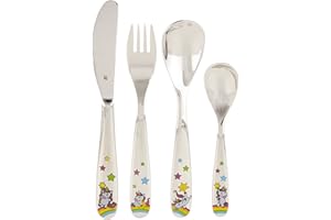 Couverts pour Enfant WMF 3-9 Ans Licorne 4 pièces en Acier Inoxydable Cromargan Poli Passent au Lave-Vaisselle, Acier, Argent (Silver), 21.3 x 15.5 x 2.5 cm