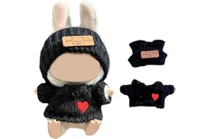Pinefolk Clothes Set, compatible with Labubu dolls(15cm & 17cm monster keychain-macaron/have a seat/energy). Clothes accessories for La boo-boo 6.7" blind box.(Black Sweater Set)