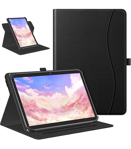 Ytaland Étui de protection universel pour tablette AWOW/Jikocxn 10/HotLight 10 pouces/Pritom/Freeski/Wqplo/Sgin - Étui de protection rotatif en cuir synthétique pour tablette de 10 à 10,5 (noir