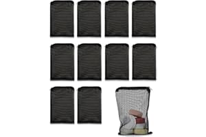 HUVZOR Lot de 10 sacs filtrants pour aquarium, sac filtrant en filet à fermeture éclair pour aquarium, mailles fines à haut débit, sac réutilisable en charbon actif, boules organiques (noir)
