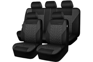 CAR PASS Autositzbezüge Komplettes Set, Vorder und Geteilte Rückbank, 3D Reifendruck Auto-Innenbezüge, Airbag Kompatibel, Schnelle Einrichtung, Universelle Passform(Komplettes, Schwarz und Anthrazit)