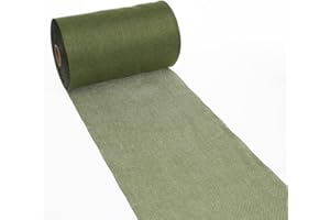 DEKO AS Shabby Chic Leinenoptik Tischläufer, Polyester geruchsneutral, Oliv, 20 cm x 5 m, 25