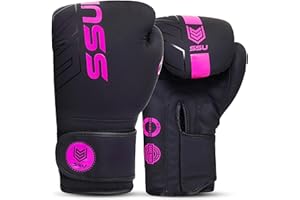 SSU Premium Boxing Gloves, Ringside Boxing Gloves, MMA Sparring Gloves, Mens, Women and Adult, Ladies Pro Training Mitts Sparring, Fighting Gloves, Muay Thai Gloves - 10, 12, 14 oz