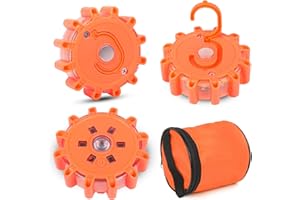 Yuanjoy 3 Pcs Led Streets Torched Safety Flashing, with Magnetic Foot and Hook Warning Light, Synchronized Blinker for Safety in Road Traffic on Cars, Trucks, Boats and More