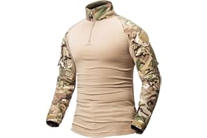 Onsoyours Homme Chemises Combat Militaire Airsoft BDU Shirt Tenue Camouflage Uniforme Slim Fit Tactique Séchage Rapide avec Poches Coudières Manches Longues Chemise Multicam