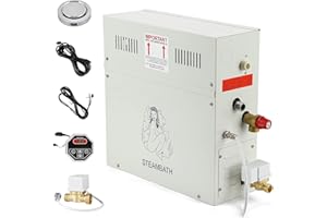 CGOLDENWALL 6 KW Générateur Vapeur Douche 220V pour Maison, pour Sauna/Douche/Bain/SPA, avec Drainage Automatique, Régulateur Digital à LED-Thermostat Automatique 35-55℃ pour un Espace de 6m³