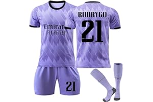 DUOROUPUTAO R.Madrid Maglie da Calcio Bambino, Set di Maglia da Calcio per Bambini Kit Allenamento Calcio T-Shirt da Calcio e Pantaloncini Sportiva da Uomo Bambino