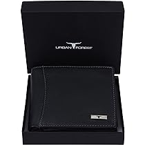 Urban Forest Kyle Men's Leather Wallet - RFID Blocking, Compact Design, Black & Yellow