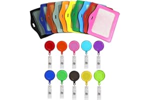 UCLEVER 10 Piezas Carrete Retráctil de Insignia con Fundas de Soporte de Tarjeta ID para Tarjetas y Llaves