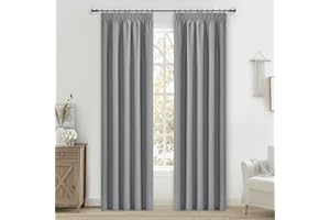 MRTREES Pencil Pleat Blackout Curtains 72 Inch Drop, Thermal Blackout Window Curtains for Bedroom Living Room, 2 Panles 168x183 CM 66x72 Inch Light Grey