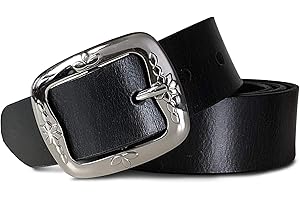 ROYALZ Skórzany pasek damski w stylu vintage, ze skóry bawolej, szerokość 38 mm, pasek dżinsowy, damski, możliwość skrócenia, pełna skóra