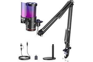 ZealSound USB Gaming Microphone Kit,Noise Cancellation Condenser Mic with Touch Mute,Gain,Monitoring,Boom Arm for Streaming,Podcast,Twitch,YouTube,Discord,iPhone,iPad,PC,Computer,PS4,PS5,Mac,GamerWave