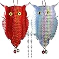 JHuuu Owl Bird Repellent Control Scare Device, 2021 Upgrade Bird Repellent Scare Bird Deterrent Holographic Reflective Woodpecker Deterrent To Scare Birds/Squirrel/Woodpeckers Away From Your Garden