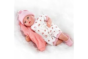 The Magic Toy Shop BiBi Doll 18-Inch Baby Doll Peach with 16 Sounds – Realistic Girl with Dummy, Removable Outfit & Soft Vinyl Limbs – Soft Body Baby for Toddlers 18 Months+