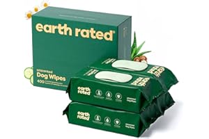 Earth Rated Hipoalergiczne chusteczki dla psów, oczyszczające i usuwające zapachy z łap, ciała i tyłka, bezzapachowe, 400 szt
