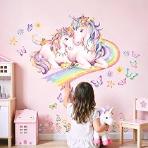 Nikima – 086 – Adesivo da Parete con Unicorno Arcobaleno – Decorazione per la cameretta dei Bambini – in 6 Misure – Simpatico Adesivo e Adesivo per cameretta dei Bambini, 2000 x 1120 mm