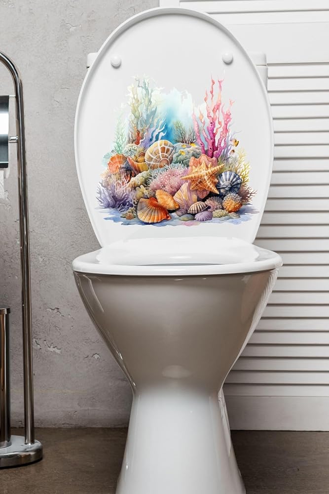 Deniz Yıldızları Deniz Kabukları Mercan Temalı Klozet Banyo Sticker
