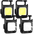 COB Small Flashlights, 1000Lumens Rechargeable Waterproof Portable Led Work Light Keychain 4 Light Modes Mini COB Working Lights with Folding Bracket and Strong Magnet for Walking RV Camping(4 Pack)