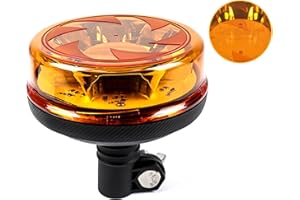 Yinaolan LED Amber Warning Beacon Light, 16LEDs 12/24V Orange Blinking Lamp 4 Flash & 2 Rotating Patterns for Agricultural Machines, Commercial Vehicle, School Bus, Tractor Excavators Truck