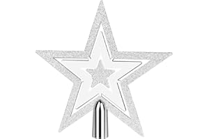 URATOT Glitzernde Weihnachtsbaumspitze aus Kunststoff, 5-Punkt-Stern, Weihnachtsbaumspitze für Urlaub, Weihnachtsbaumschmuck
