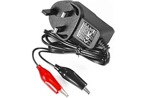 HANZHIQIANG 6V Sealed Lead Acid Battery Charger, 7.4V 1A Battery Charger with Alligator Clip for 6V Sealed Lead Acid Battery,Black