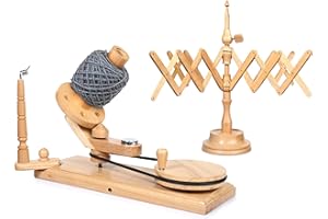 Brainmart Bobinadora de bolas de hilo de madera operada a mano e hilo de lana rápida, soporte para cuerda, accesorios de ganchillo, regalo de tejedor (Bobinadores de bolas combinados)