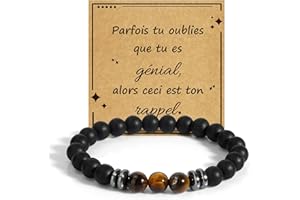 FAJUXIS Cadeau Homme,Bracelet Homme,Bracelet Pierres Naturelles Pour Homme,Cadeau Anniversaire Homme,Cadeau Pour Papa Fils Frère Amis,Cadeau Départ Collègue,Cadeau D'inspiration Cadeau Noel Homme
