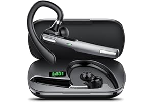 HENDARI Bluetooth Headset V5.3 with LED Charging Case, Noise Cancelling Wireless Bluetooth, Handsfree Headset for Driving