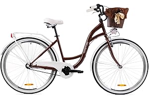 ‎GOETZE Goetze Style 28 Zoll Damen Citybike, 18 Zoll Rahmen, Tiefeinsteiger, 3-Gang Nabenschaltung, Rücktrittbremse, LED-Beleuchtung, Gepäckträger, Komfortsattel, Schutzbleche, Rattankorb mit Stoffeinsatz!