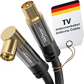 KabelDirekt TV Antenna Cable 4K &ndash; 2 m, Black | Angled Socket/Straight Plug, for DVB-C/DVB-T/DVB-S