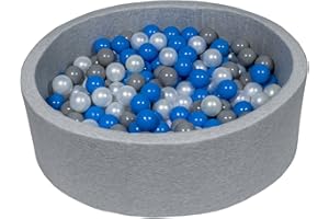 Velinda Bällebad Ballpool Kugelbad Bällchenbad Bällchenpool Kinder Pool mit 200 Bällen (Farbe der Bälle: perlweiß, blau, grau)
