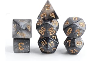 Rpanle Dados de Juego, Poliédrico Dados para Juego de Papel Dungeons y Dragons, Enseñanza de Matemáticas (7 Piezas)