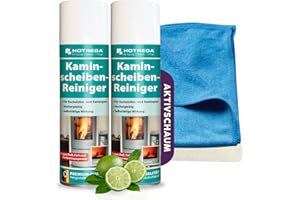 ‎HOTREGA HOTREGA Kaminscheibenreiniger 2x 300ml | Selbsttägiger Kaminglasreiniger | Löst Ruß, Rauchharz & Fett selbsttätig | inkl. 2x Microfasertuch