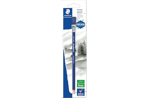 STAEDTLER Mars 526 61 Suddpenna – med borste, enkel | Precis suddning, PVC- & latexfri – hållbart trä, för barn – Art.-Nr. 52