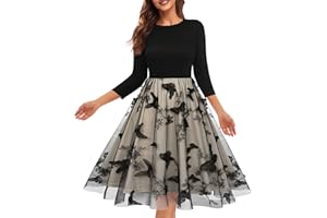 PIERRE NOIR 50s Style Dresses for Women Vintage Lace Cocktail Dress 3/4 Sleeve Elegant Ladies Midi Dress for Party Evening Prom