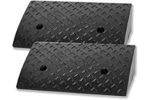 Froadp 2 piezas de rampas de bordillo, goma, rampa para umbrales de puerta, rampa portátil para subir a vehículos, rampa de bordillo ascendente, alfombrilla de umbral de puerta para silla de ruedas