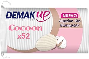 COLHOGAR Demak´Up Cocoon Ovales Cotons à Démaquiller - Visage et Yeux - 100% Fibres de Coton Naturelles - 1x52 cotons