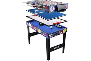IFOYO 31.5in Multi Function 4 in 1 Combo Game Table, Steady Pool Table, Hockey Table, Soccer Football Table, Table Tennis Table, Blue, Pantent Product