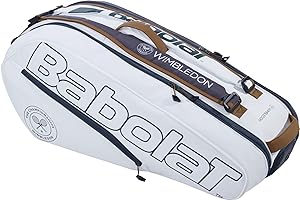 Babolat Racquet Holder X6 Bag (White/Grey), Pure-6 Supporti per Racchette da Tennis Wimbledon (Bianco/Grigio) Unisex, Taglia Unica
