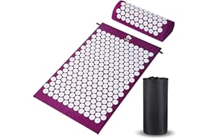 Acupressure Mat and Pillow Massage Set,Bellababy Acupuncture Mattress for Massage & Pain Relief & Stress Reduction with Carry Bag (Light Purple)