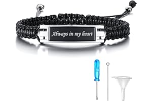 XUANPAI Cremation Jewellery for Ashes - Ashes Jewellery Cremation Bracelet for Ashes Personalized Personalized Message Urn Rope Bracelet Ashes Keepsake for Men Women Pet