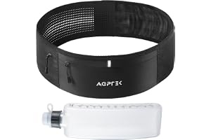 AGPTEK Löparbä herr dam med vattenflaska 300 ml, Svart, L, sport | Andningsbart och justerbart fuktbä , vattentät telefonficka med dragkedja, reflekterande detaljer