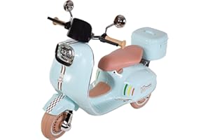 Twinly SCOOTLY Moto électrique pour Enfants avec télécommande, Chargeur et Batterie 6 V jusqu'à 40 Min, accélérateur à pédale, Valise, USB, lumière et MP3 Bluetooth Menthe