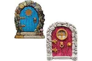 EIHI 2 Pezzi Porticina Elfo,Porte Di Legno Fata Per Giardino Elfo Porta Miniatura Yard Ornamenti Per Giardino Yard Alberi Stile