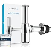 B&auml;chlein Universal Cup Siphon for Washbasin and Washroom, Odor Siphon with Cleaning Opening and Installation Instructions, Pr