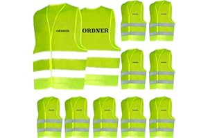 jiawaggag Stück warnweste mit aufdruck ordner warnwesten westen gelb sicherheitsweste Signalweste Reflektionsstreifen
